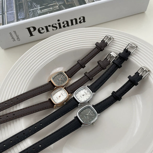Women's Retro Square Quartz Watch With Alloy Case And Ordinary Glass Mirror
