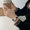 Women's Retro Square Quartz Watch With Alloy Case And Ordinary Glass Mirror