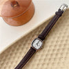 Women's Retro Square Watch Alloy Case Ordinary Glass Mirror