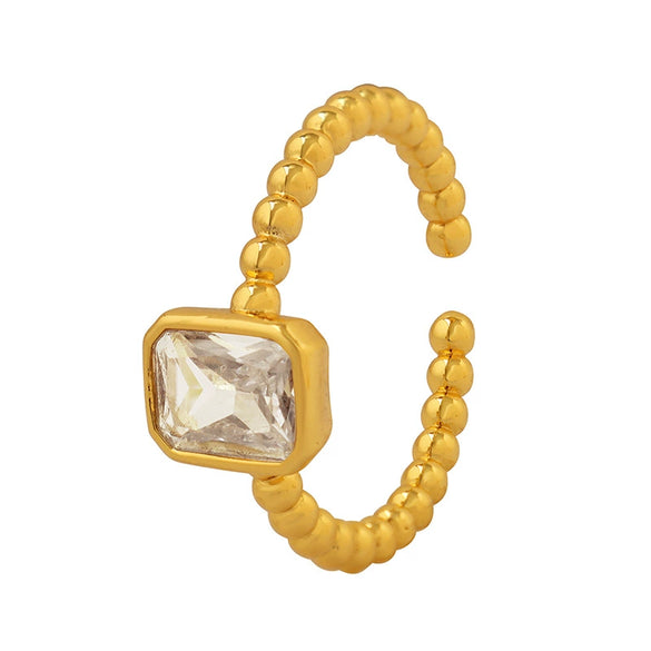 Women's Retro Square Zircon Brass Ring With Geometric Design And Electroplating