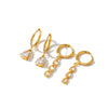 Women's Retro Stainless Steel Drop Earrings With Rhinestone Zircon Geometric Pendants And Vacuum Electroplated Finish