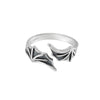 Women's Retro Sterling Silver Wing Ring Adjustable Open Band With Electroplated Bat Wing Design