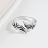 Women's Retro Sterling Silver Wing Ring Adjustable Open Band With Electroplated Bat Wing Design