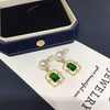 Women's Retro Style Natural Freshwater Pearl Earrings With Square Zircon And Alloy Inlaid Artificial Gemstones