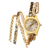 Women's Retro Style Winding Bracelet Watch With Braided Snake Pattern Imitation Leather Strap And Alloy Case