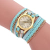 Women's Retro Style Winding Bracelet Watch With Braided Snake Pattern Imitation Leather Strap And Alloy Case