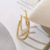 Women's Retro Stylish Copper 18K Gold Plated Geometric Heart Micropaved Zircon Earrings