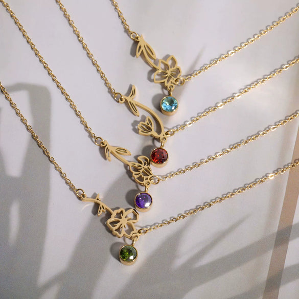 Women's Retro Three Dimensional Titanium Steel Flower Zodiac Peanut Pendant Bracelet