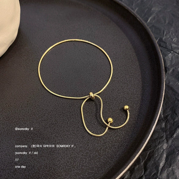 Women's Retro Titanium Steel Geometric Pullout Snake Bone Chain Bracelet With Electroplating