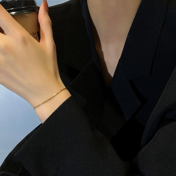Women's Retro Titanium Steel Geometric Pullout Snake Bone Chain Bracelet With Electroplating