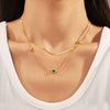 Women's Retro Tricolor Glass Stone Pendant Clavicle Chain Jewelry 316L Stainless Steel 18K Gold Plated Geometric Style
