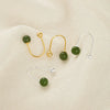 Women's Retro Ushaped Natural Jade Earrings With Sterling Silver Screw Ear Hooks And Electroplated Finish