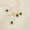 Women's Retro Ushaped Natural Jade Earrings With Sterling Silver Screw Ear Hooks And Electroplated Finish