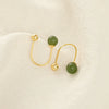 Women's Retro Ushaped Natural Jade Earrings With Sterling Silver Screw Ear Hooks And Electroplated Finish