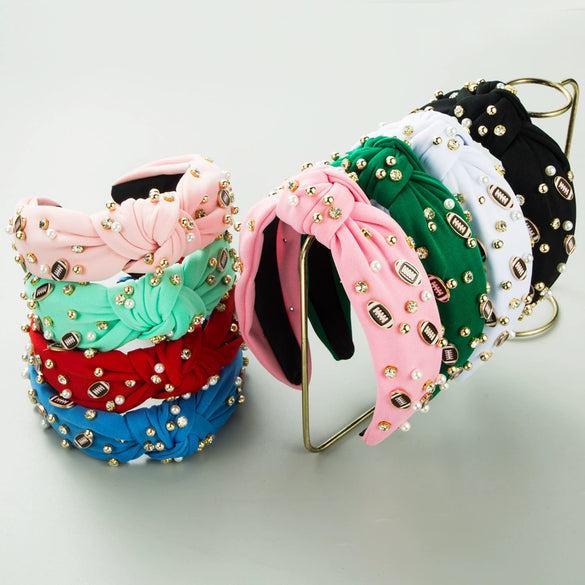 Women's Rhinestone And Zinc Alloy Hair Hoop Headband Simple Rugby Bead Design Fashion Allmatch Accessory