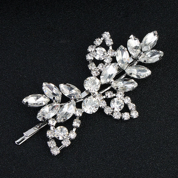 Women's Rhinestone Bridal Hairpin Fashion Flower Diamond Word Clip Elegant Wedding Hair Accessory