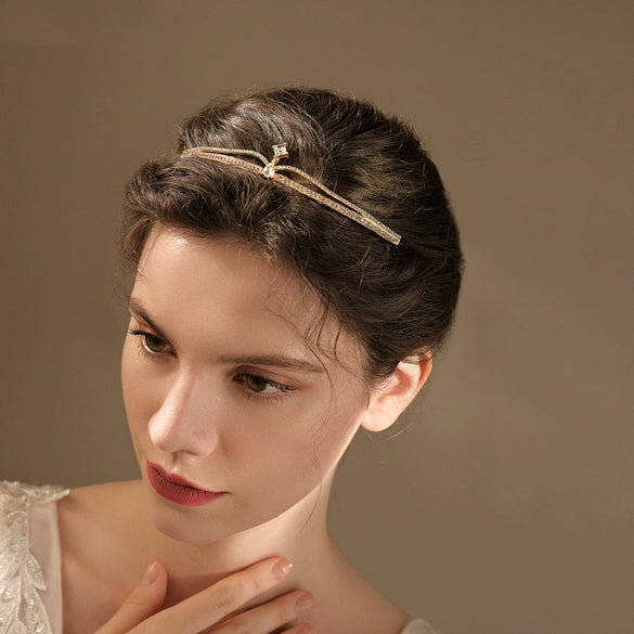 Women's Rhinestone Crown Headband With Geometric Zinc Alloy Design For Bridal Wedding Headwear And Formal Events