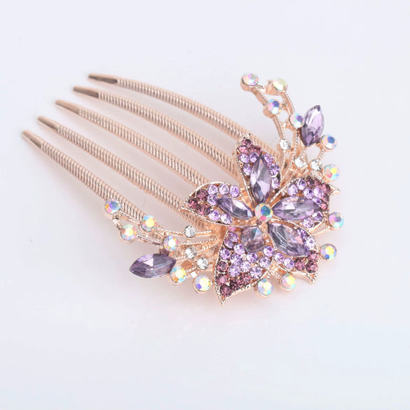Women's Rhinestone Drop Shape Hair Comb Electroplated Bridal Hair Accessory