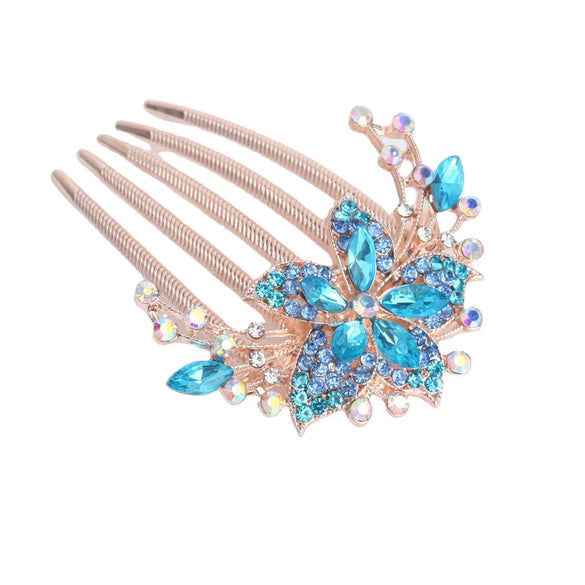Women's Rhinestone Drop Shape Hair Comb Electroplated Bridal Hair Accessory