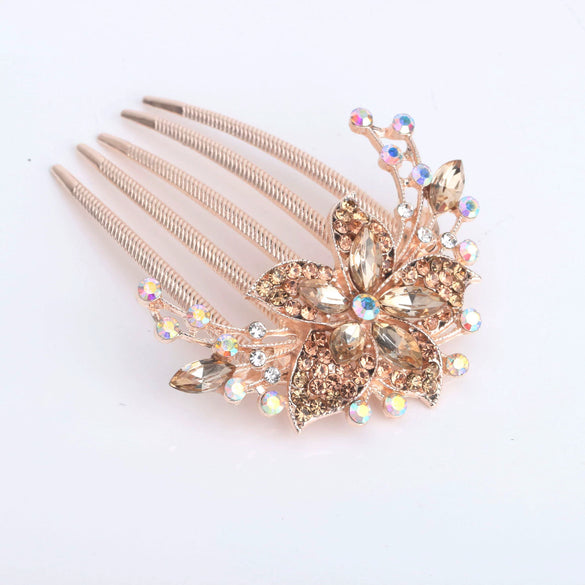 Women's Rhinestone Drop Shape Hair Comb Electroplated Bridal Hair Accessory