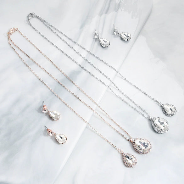 Women's Rhinestone Drop Shape Necklace Earrings And Tassel Body Chain Jewelry Set With Gold Plated Copper And Street Fashion Style