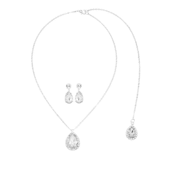 Women's Rhinestone Drop Shape Necklace Earrings And Tassel Body Chain Jewelry Set With Gold Plated Copper And Street Fashion Style