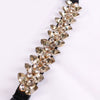 Women's Rhinestone Embellished Elastic Pu Leather Waist Belt With Alloy Buckle And Snap Closure