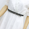 Women's Rhinestone Embellished Elastic Pu Leather Waist Belt With Alloy Buckle And Snap Closure