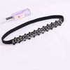 Women's Rhinestone Embellished Elastic Pu Leather Waist Belt With Alloy Buckle And Snap Closure