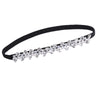 Women's Rhinestone Embellished Elastic Pu Leather Waist Belt With Alloy Buckle And Snap Closure