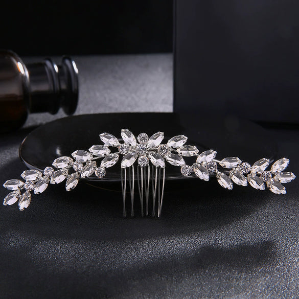 Women's Rhinestone Hair Comb Claw Clip With Marquise Diamond Style Wedding Bridal Headpiece