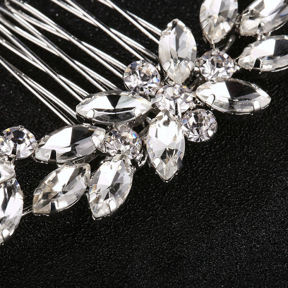 Women's Rhinestone Hair Comb Claw Clip With Marquise Diamond Style Wedding Bridal Headpiece