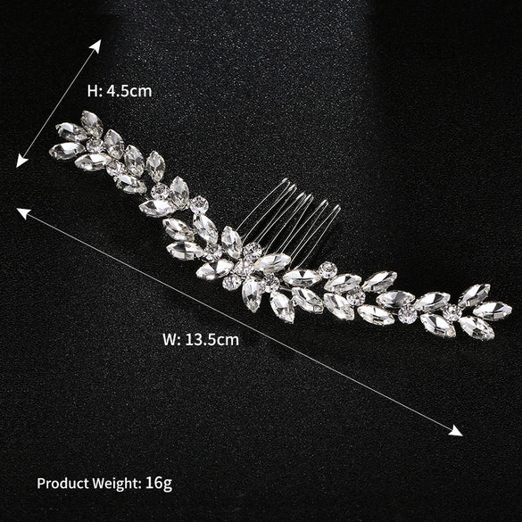 Women's Rhinestone Hair Comb Claw Clip With Marquise Diamond Style Wedding Bridal Headpiece