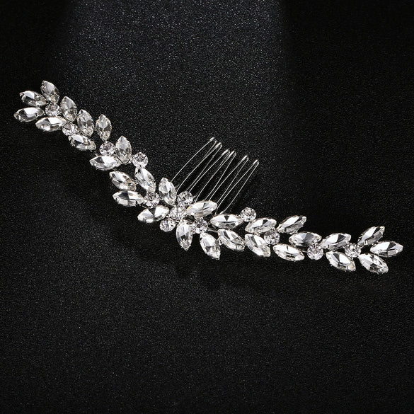 Women's Rhinestone Hair Comb Claw Clip With Marquise Diamond Style Wedding Bridal Headpiece