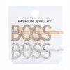 Women's Rhinestone Letter Hair Side Clip Sparkling Text Design Bangs Hairpin Accessory