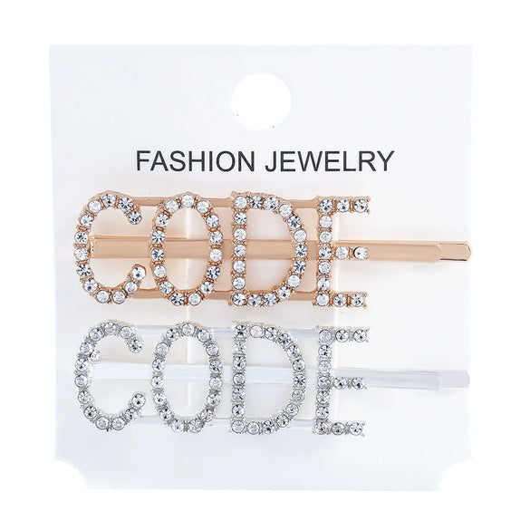 Women's Rhinestone Letter Hair Side Clip Sparkling Text Design Bangs Hairpin Accessory
