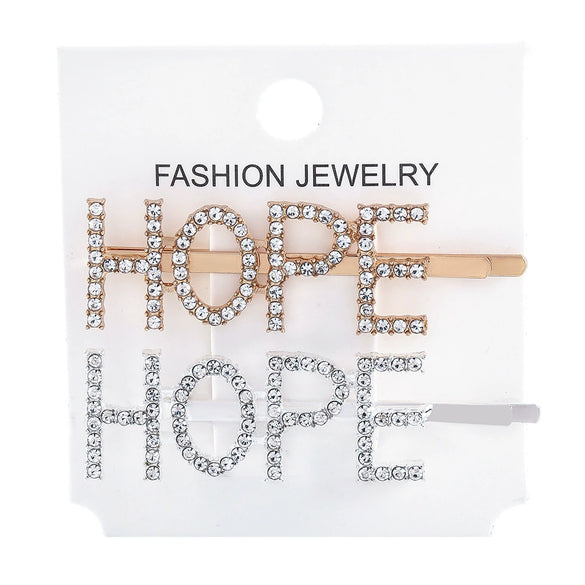 Women's Rhinestone Letter Hair Side Clip Sparkling Text Design Bangs Hairpin Accessory