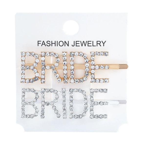 Women's Rhinestone Letter Hair Side Clip Sparkling Text Design Bangs Hairpin Accessory
