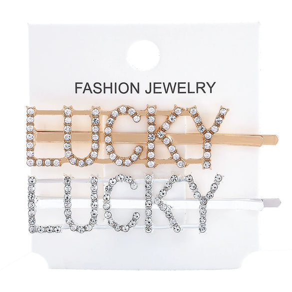 Women's Rhinestone Letter Hair Side Clip Sparkling Text Design Bangs Hairpin Accessory