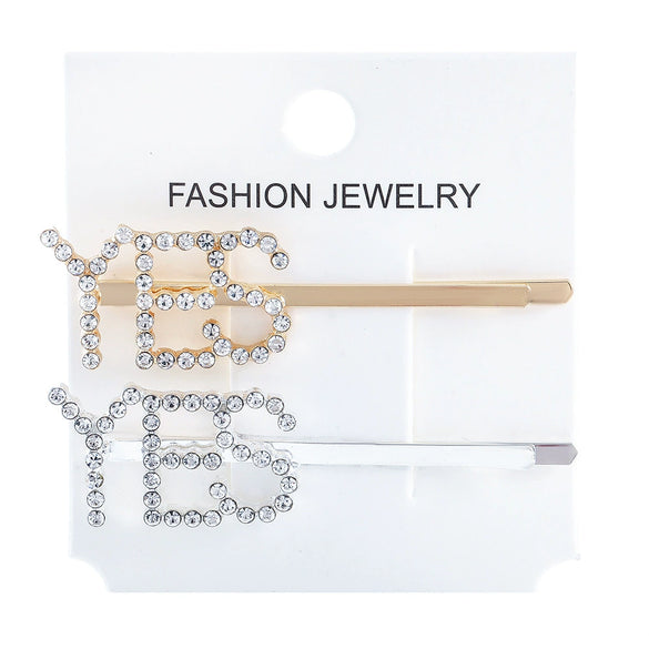 Women's Rhinestone Letter Hair Side Clip Sparkling Text Design Bangs Hairpin Accessory