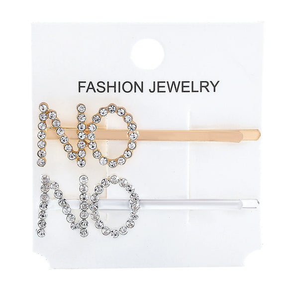 Women's Rhinestone Letter Hair Side Clip Sparkling Text Design Bangs Hairpin Accessory