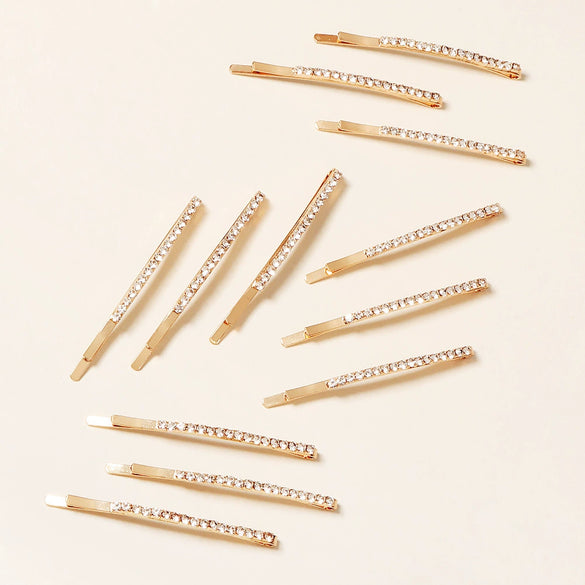 Women's Rhinestone Metal Side Hair Clip Simple Sparkling Bangs Barrette For Everyday Hairstyles