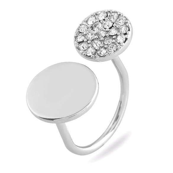 Women's Rhinestone Open Adjustable Flat Finger Ring With Creative Full Diamond Design