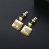 Women's Rhombus Copper Earrings With Zircon Inlay And Electroplated Finish Fashion Jewelry