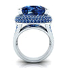 Women's Ring Alloy Inlaid Artificial Gemstones And Semiprecious Stones Geometric Electroplating Sapphire Blue Diamond