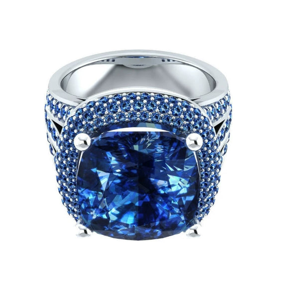 Women's Ring Alloy Inlaid Artificial Gemstones And Semiprecious Stones Geometric Electroplating Sapphire Blue Diamond