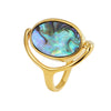 Women's Ring Copper With Real 18K Gold Electroplated Natural Abalone Shell