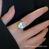 Women's Ring Copper With Real 18K Gold Electroplated Natural Abalone Shell