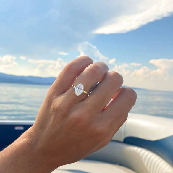 Women's Ring Diecast Zircon Oval Geometric Electroplating Style