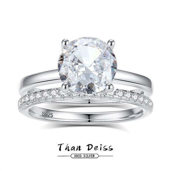Women's Ring Jewelry 925 Silver High Sense Geometric Electroplating Diamond